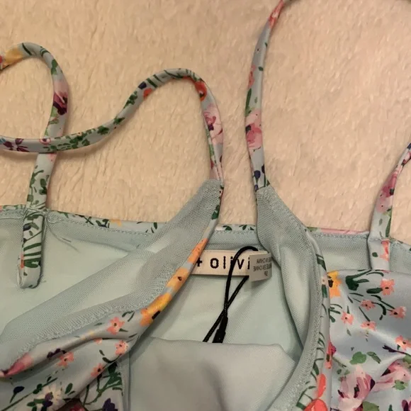 Alice + Olivia NWT Penny Scoop Crop Top Blue Floral Size Small - Picture 13 of 13